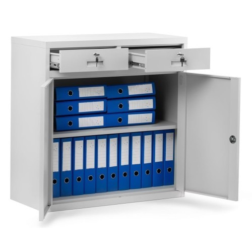 JAN NOWAK - Kovová policová skříň s trezorem  ELEN  - šedá  - rozměr 90x90 cm 