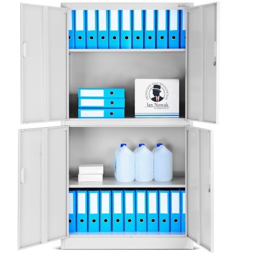 JAN NOWAK - Kovová policová skříň GAMA dělená ,se zámkem - černá - rozměr 185x90 cm 