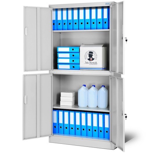 JAN NOWAK - Kovová policová skříň GAMA dělená ,se zámkem - černá - rozměr 185x90 cm 