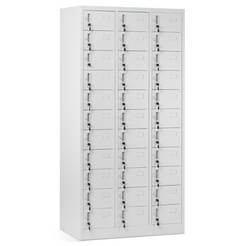 JAN NOWAK - Kovová skříň s úložnými boxy LIVER BHP 33 dveří  -šedá - rozměr 185x90 cm 