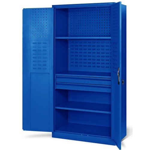JAN NOWAK - Kovová skříň na nářadí SIMON - modrá -  rozměr 185x92 cm - zámek 