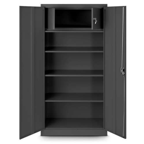 JAN NOWAK - Kovová policová skříň s TOM s vnitřní uzamykatelnou skříňkou  - antracit  - rozměr 185x90 cm 