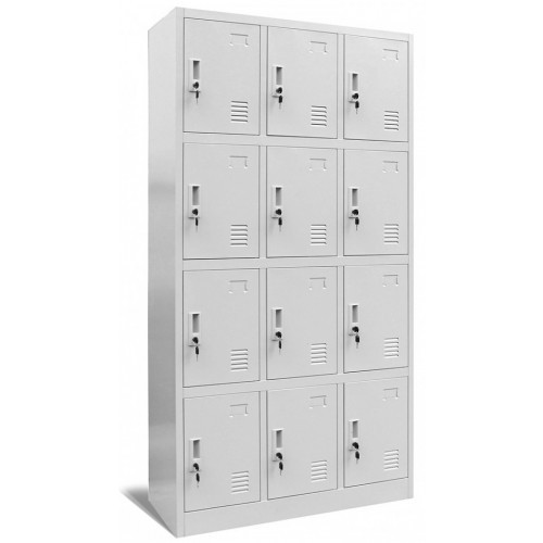 JAN NOWAK - Kovová skříň s úložnými boxy MARC BHP 12 dveří  -šedá - rozměr 185x90 cm 