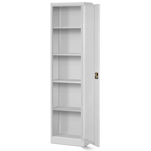 JAN NOWAK - Kovová policová skříň se zámkem  LEXA - šedá - rozměr 185x45 cm 