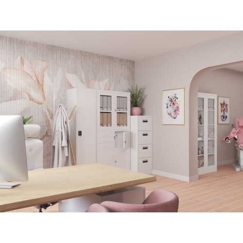 JAN NOWAK - Kovová kombinovaná skříň OLA se zámky- antracit - rozměr 185x90 cm 