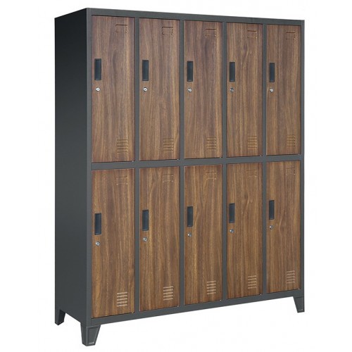 JAN NOWAK - Kovová šatní skříň BARTEKA BHP10  - antracit/ořech - rozměr 172x136 cm 