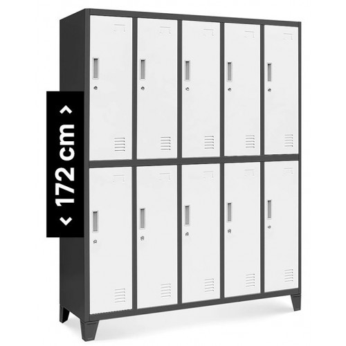 JAN NOWAK - Kovová šatní skříň BARTEKA BHP10  - antracit/bílá - rozměr 172x136 cm 