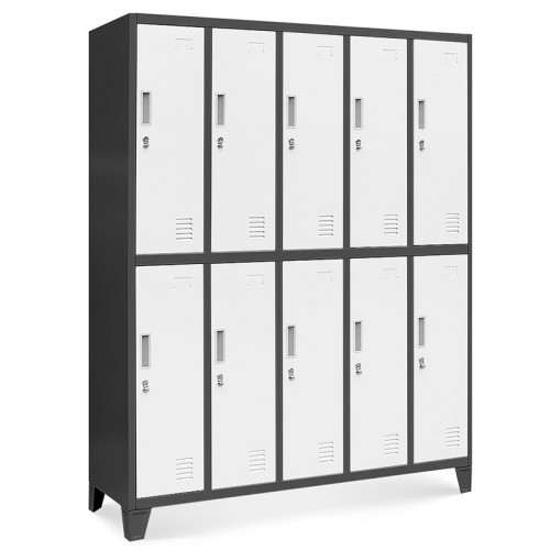 JAN NOWAK - Kovová šatní skříň BARTEKA BHP10  - antracit/bílá - rozměr 172x136 cm 