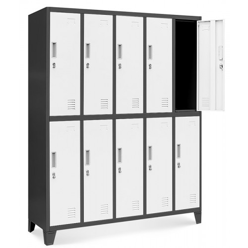 JAN NOWAK - Kovová šatní skříň BARTEKA BHP10  - antracit/bílá - rozměr 172x136 cm 