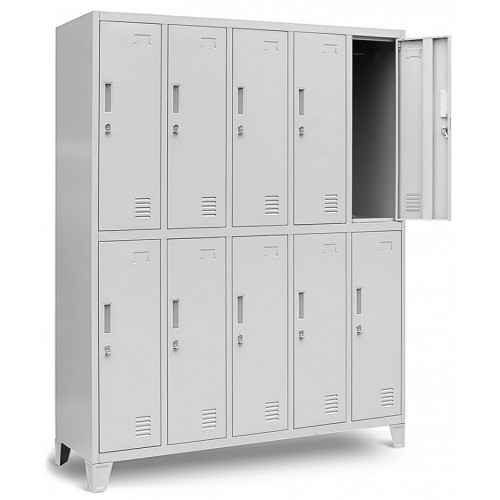 JAN NOWAK - Kovová šatní skříň BARTEKA BHP10  - šedá - rozměr 172x136 cm 