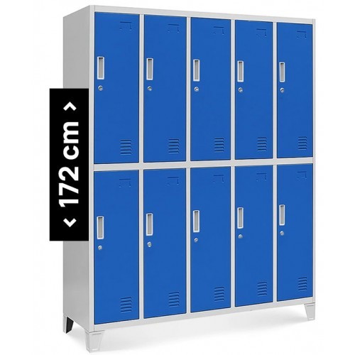 JAN NOWAK - Kovová šatní skříň BARTEKA BHP10  - šedá/modrá - rozměr 172x136 cm 