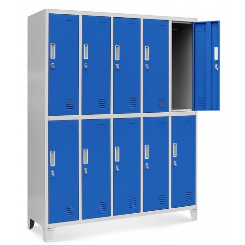 JAN NOWAK - Kovová šatní skříň BARTEKA BHP10  - šedá/modrá - rozměr 172x136 cm 