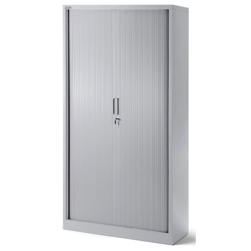 JAN NOWAK - Kovová policová skříň se zámkem  a posuvnými dveřmi MIA  - šedá  - rozměr 185x90 cm 