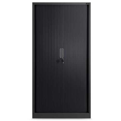 JAN NOWAK - Kovová policová skříň se zámkem  a posuvnými dveřmi MIA  - antracit  - rozměr 185x90 cm 