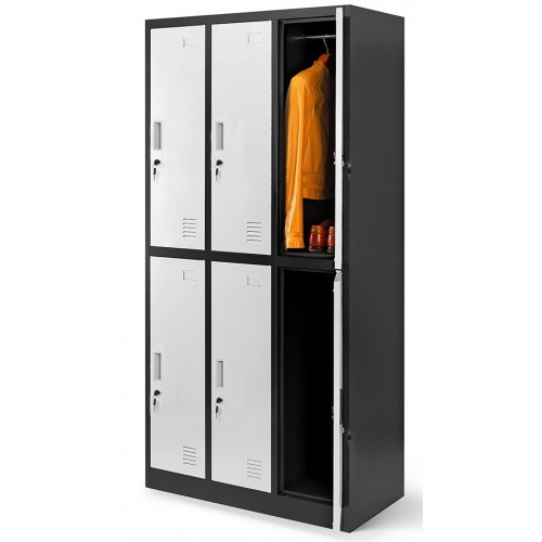 JAN NOWAK - Kovová šatní skříň IGORA  BHP 6  - antracit/bílá - rozměr 185x90 cm 