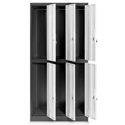 JAN NOWAK - Kovová šatní skříň IGORA  BHP 6  - antracit/bílá - rozměr 185x90 cm 