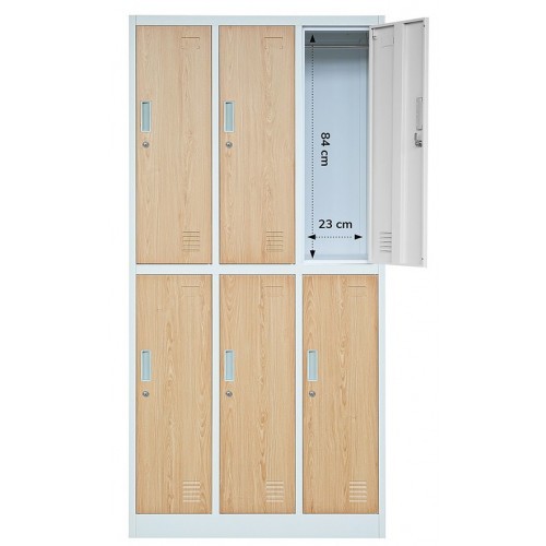 JAN NOWAK - Kovová šatní skříň IGORA  BHP 6  - šedá/dub sonoma - rozměr 185x90 cm 