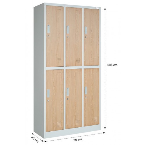 JAN NOWAK - Kovová šatní skříň IGORA  BHP 6  - šedá/dub sonoma - rozměr 185x90 cm 