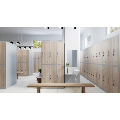 JAN NOWAK - Kovová šatní skříň IGORA  BHP 6  - šedá/dub sonoma - rozměr 185x90 cm 