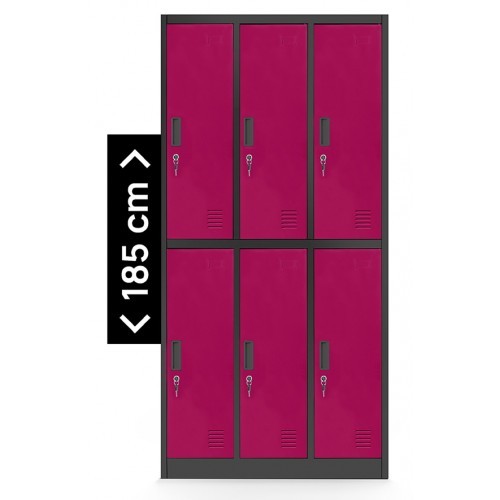 JAN NOWAK - Kovová šatní skříň IGORA  BHP 6  - antracit/fuchsie - rozměr 185x90 cm 