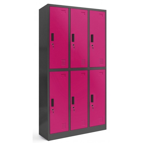 JAN NOWAK - Kovová šatní skříň IGORA  BHP 6  - antracit/fuchsie - rozměr 185x90 cm 