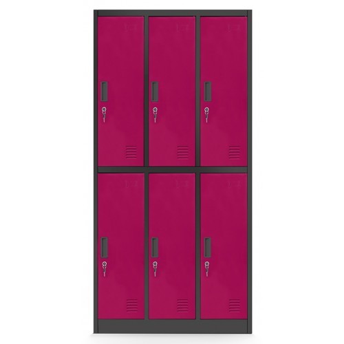 JAN NOWAK - Kovová šatní skříň IGORA  BHP 6  - antracit/fuchsie - rozměr 185x90 cm 