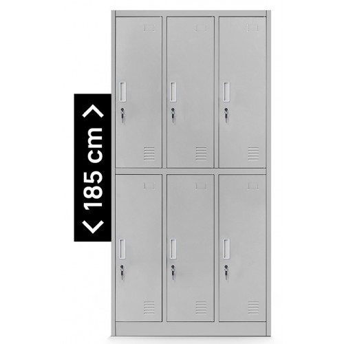 JAN NOWAK - Kovová šatní skříň IGORA  BHP 6  - šedá - rozměr 185x90 cm 