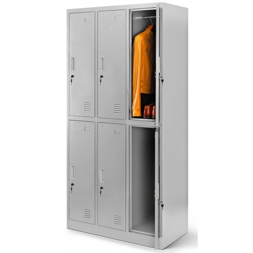 JAN NOWAK - Kovová šatní skříň IGORA  BHP 6  - šedá - rozměr 185x90 cm 