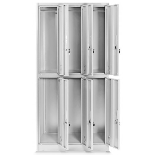 JAN NOWAK - Kovová šatní skříň IGORA  BHP 6  - šedá - rozměr 185x90 cm 