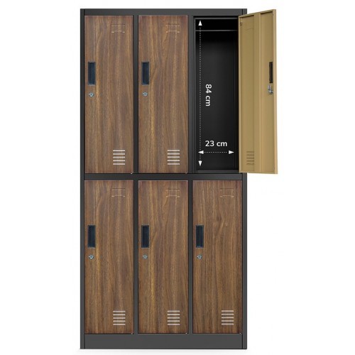 JAN NOWAK - Kovová šatní skříň IGORA  BHP 6  - antracit/ořech - rozměr 185x90 cm 