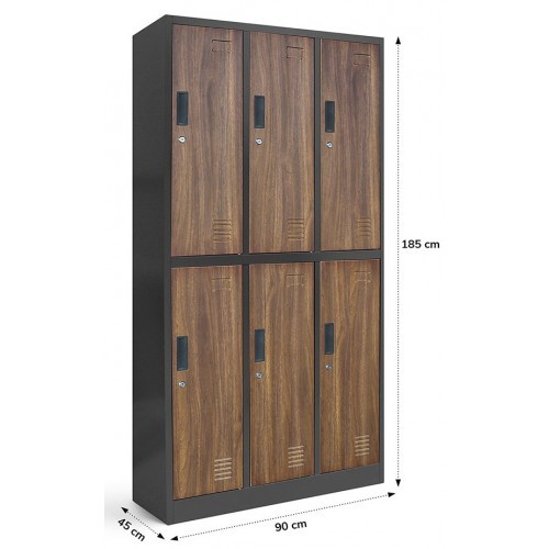 JAN NOWAK - Kovová šatní skříň IGORA  BHP 6  - antracit/ořech - rozměr 185x90 cm 