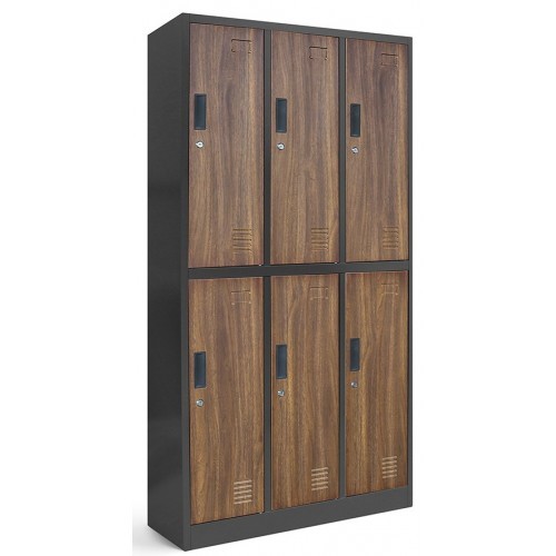 JAN NOWAK - Kovová šatní skříň IGORA  BHP 6  - antracit/ořech - rozměr 185x90 cm 