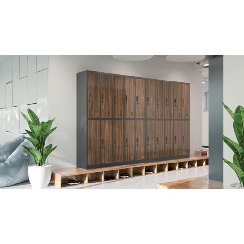 JAN NOWAK - Kovová šatní skříň IGORA  BHP 6  - antracit/ořech - rozměr 185x90 cm 