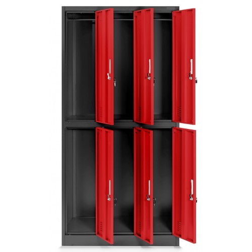 Kovová šatní skříň IGORA  BHP 6  - antracit/červená - rozměr 185x90 cm 