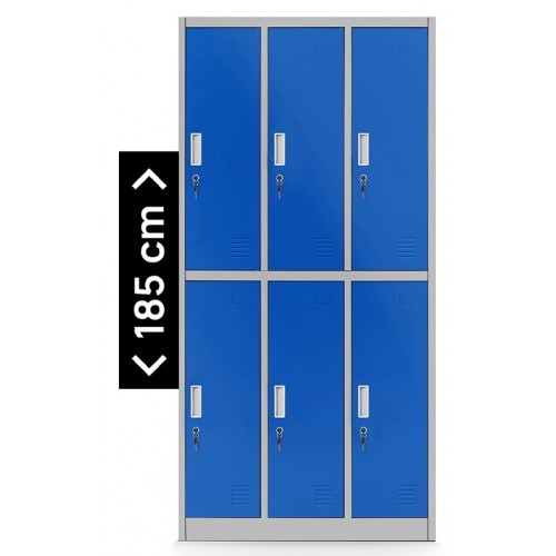 JAN NOWAK - Kovová šatní skříň IGORA  BHP 6  - šedá/modrá - rozměr 185x90 cm 