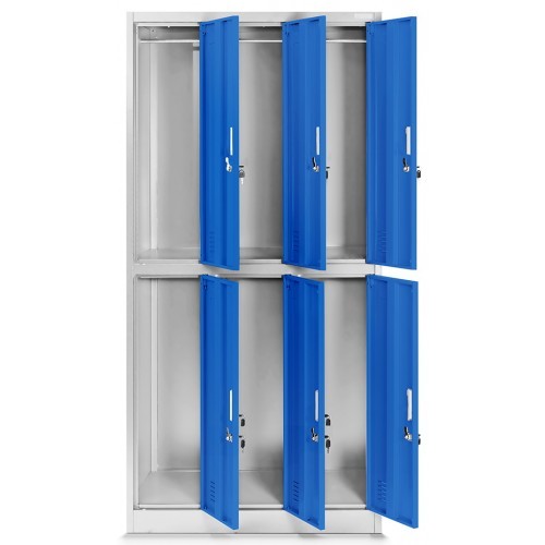 JAN NOWAK - Kovová šatní skříň IGORA  BHP 6  - šedá/modrá - rozměr 185x90 cm 