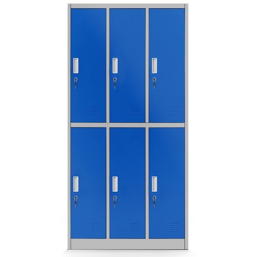 JAN NOWAK - Kovová šatní skříň IGORA  BHP 6  - šedá/modrá - rozměr 185x90 cm 