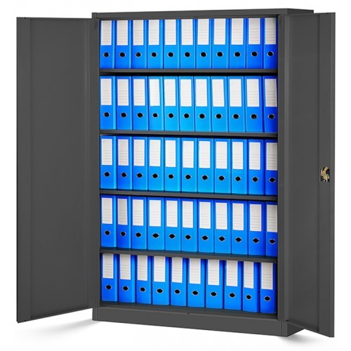 JAN NOWAK - Kovová policová skříň JANA II se zámkem - antracit - rozměr 185x115 cm 