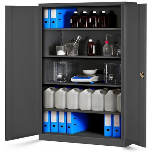 JAN NOWAK - Kovová policová skříň JANA II se zámkem - antracit - rozměr 185x115 cm 