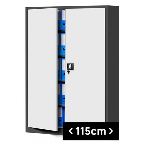 JAN NOWAK - Kovová policová skříň JANA II se zámkem - antracit/bílá- rozměr 185x115 cm 