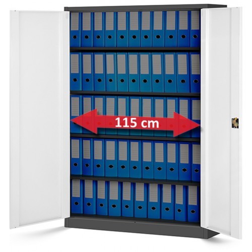 JAN NOWAK - Kovová policová skříň JANA II se zámkem - antracit/bílá- rozměr 185x115 cm 