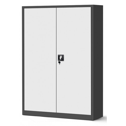 JAN NOWAK - Kovová policová skříň JANA II se zámkem - antracit/bílá- rozměr 185x115 cm 