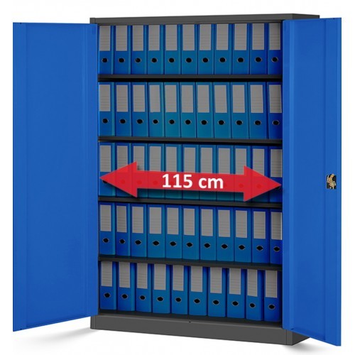 JAN NOWAK - Kovová policová skříň JANA II se zámkem - antracit/modrá - rozměr 185x115 cm 