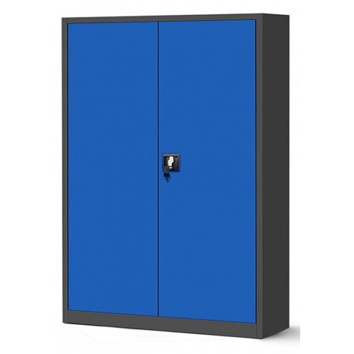 JAN NOWAK - Kovová policová skříň JANA II se zámkem - antracit/modrá - rozměr 185x115 cm 