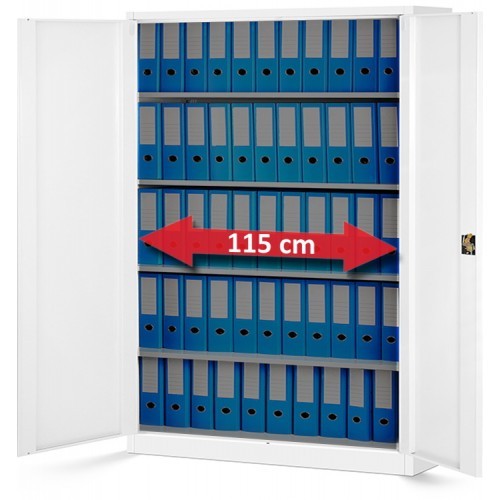 JAN NOWAK - Kovová policová skříň JANA II se zámkem - bílá- rozměr 185x115 cm 