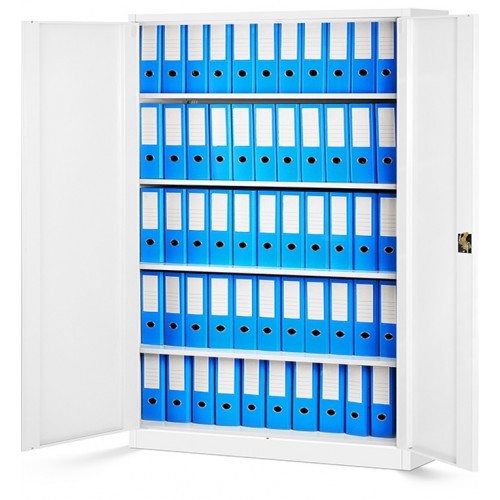 JAN NOWAK - Kovová policová skříň JANA II se zámkem - bílá- rozměr 185x115 cm 