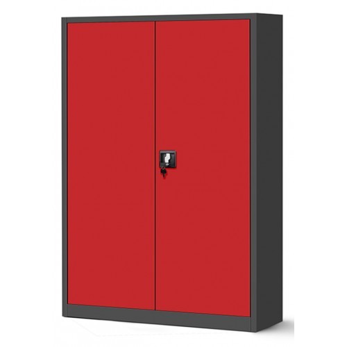 JAN NOWAK - Kovová policová skříň JANA II se zámkem - antracit/červená - rozměr 185x115 cm 
