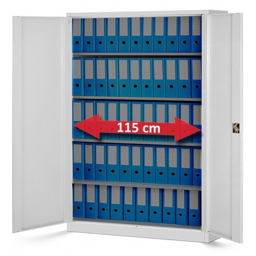 JAN NOWAK - Kovová policová skříň JANA II se zámkem - šedá- rozměr 185x115 cm 