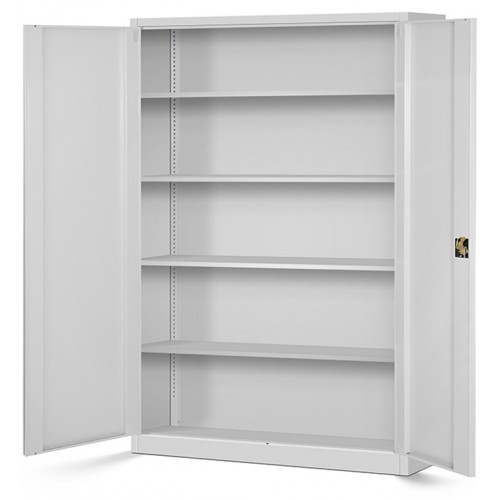 JAN NOWAK - Kovová policová skříň JANA II se zámkem - šedá- rozměr 185x115 cm 