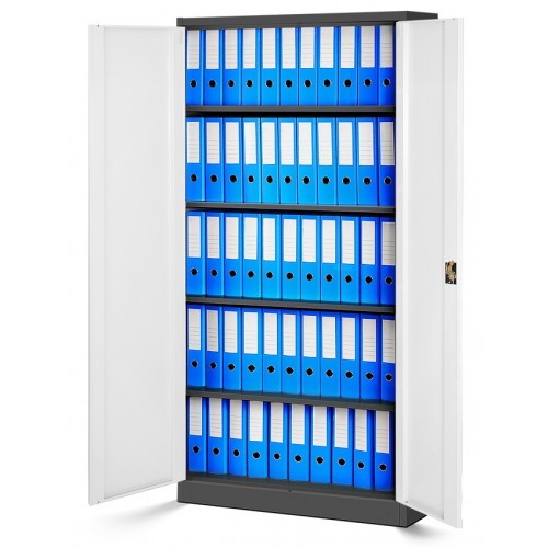 JAN NOWAK - Kovová policová skříň JANA se zámkem - antracit/bílá - rozměr 185x90 cm 